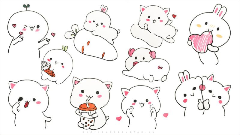 Những mẫu hình Ảnh cute không màu, tổng hợp những hình vẽ sticker cute, Đẹp mắt